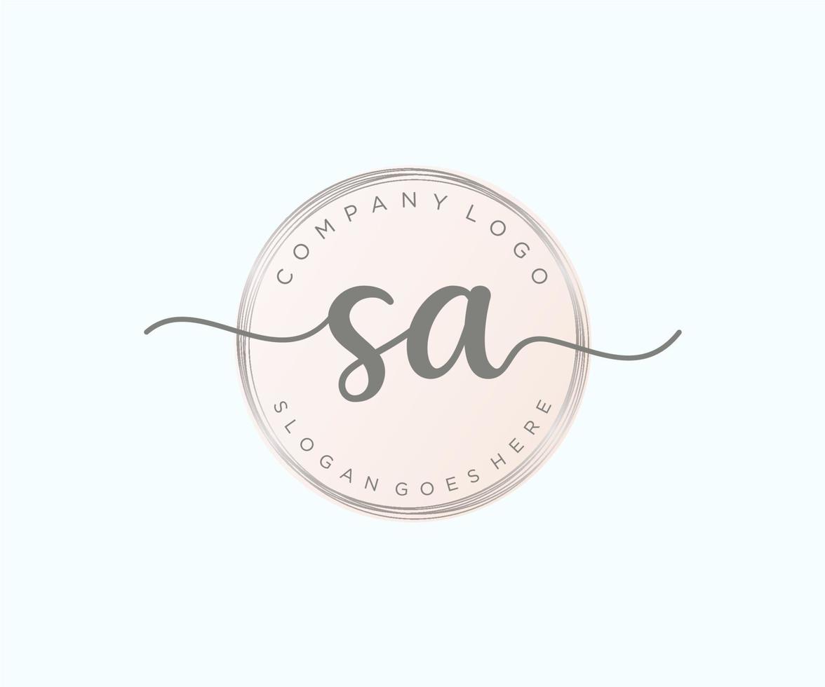 Initial SA feminine logo. Usable for Nature, Salon, Spa, Cosmetic and Beauty Logos. Flat Vector Logo Design Template Element.