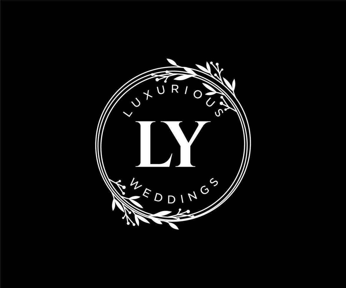 LY Initials letter Wedding monogram logos template, hand drawn modern minimalistic and floral templates for Invitation cards, Save the Date, elegant identity. vector