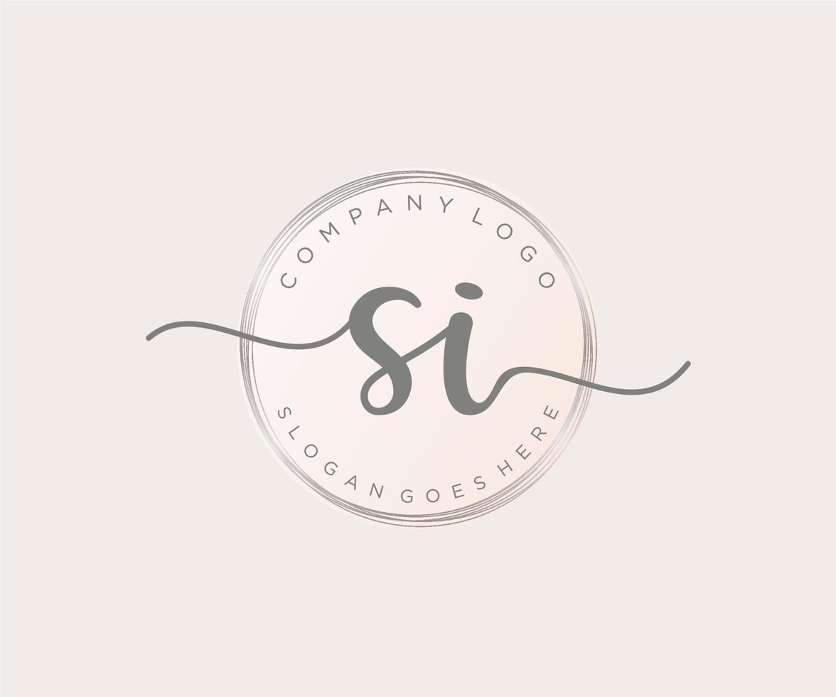 Initial SI feminine logo. Usable for Nature, Salon, Spa, Cosmetic and Beauty Logos. Flat Vector Logo Design Template Element.