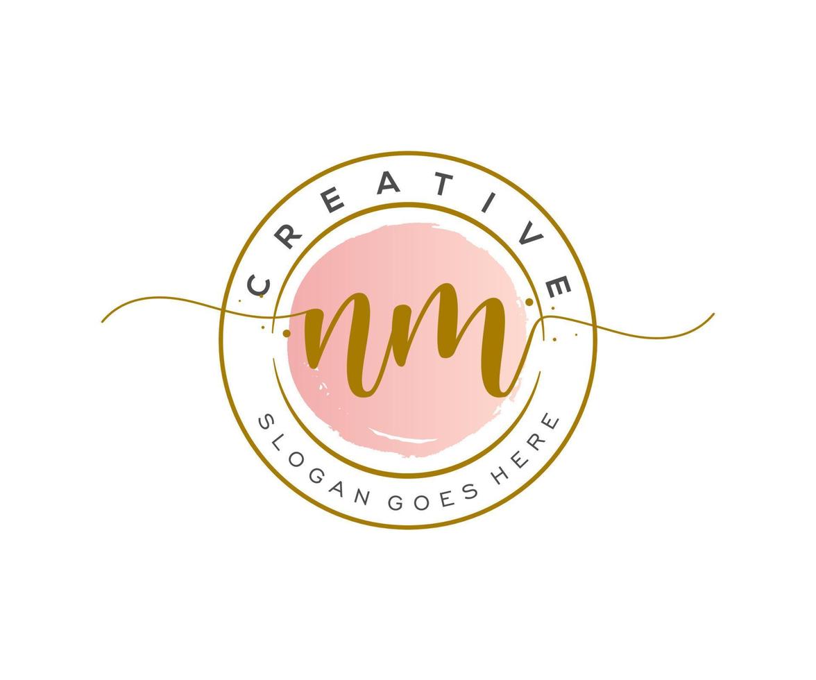 initial NM Feminine logo beauty monogram and elegant logo design, handwriting logo of initial signature, wedding, fashion, floral and botanical with creative template. vector