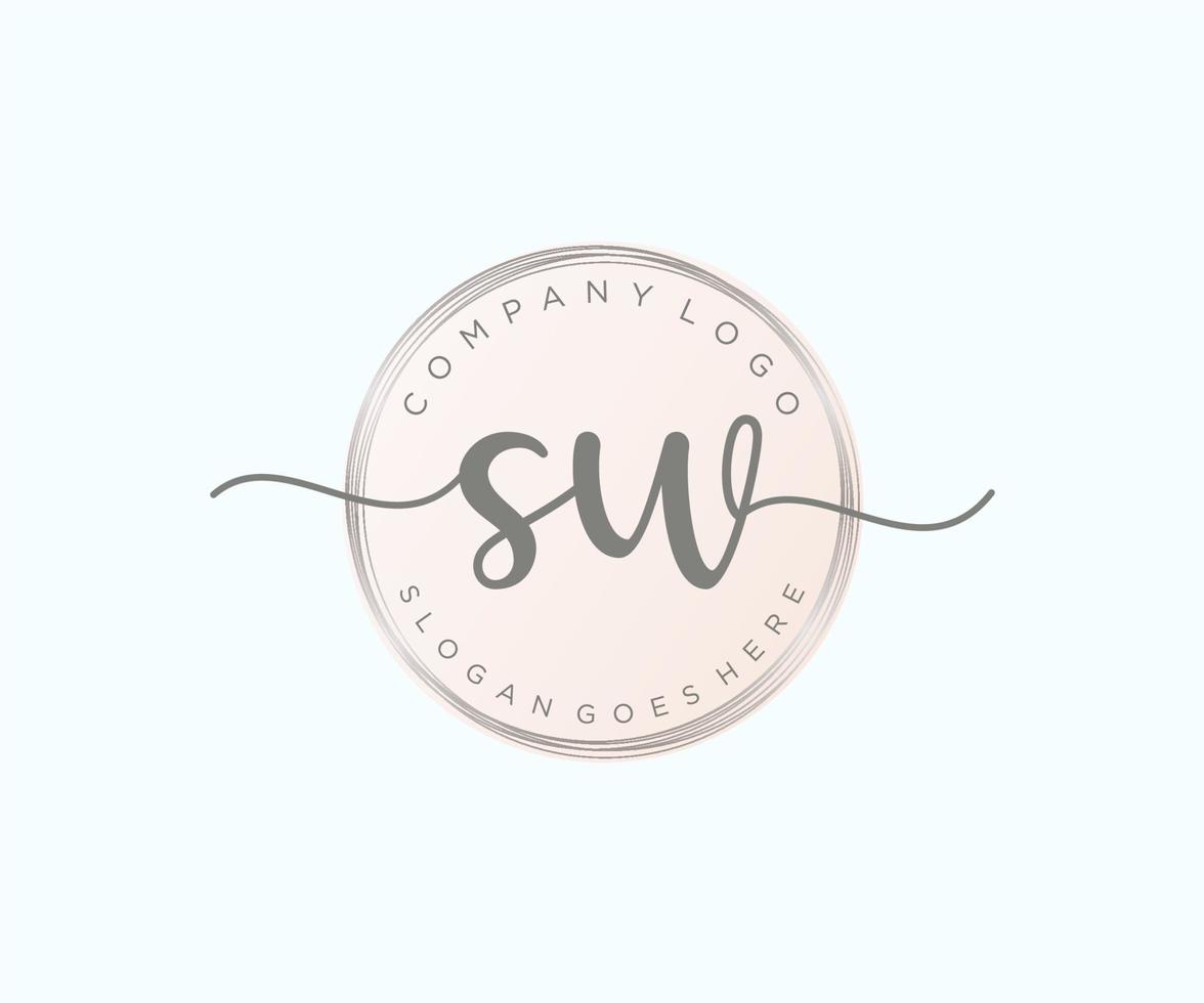 Initial SW feminine logo. Usable for Nature, Salon, Spa, Cosmetic and Beauty Logos. Flat Vector Logo Design Template Element.