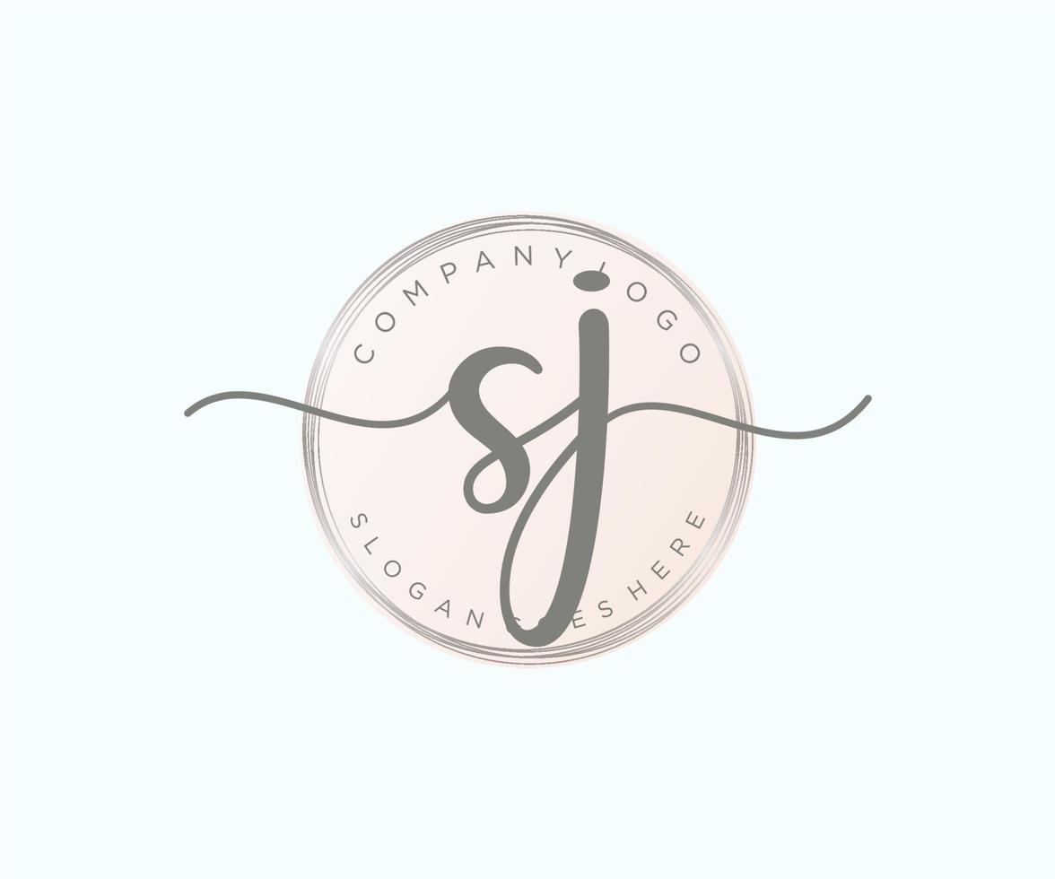 Initial SJ feminine logo. Usable for Nature, Salon, Spa, Cosmetic and Beauty Logos. Flat Vector Logo Design Template Element.