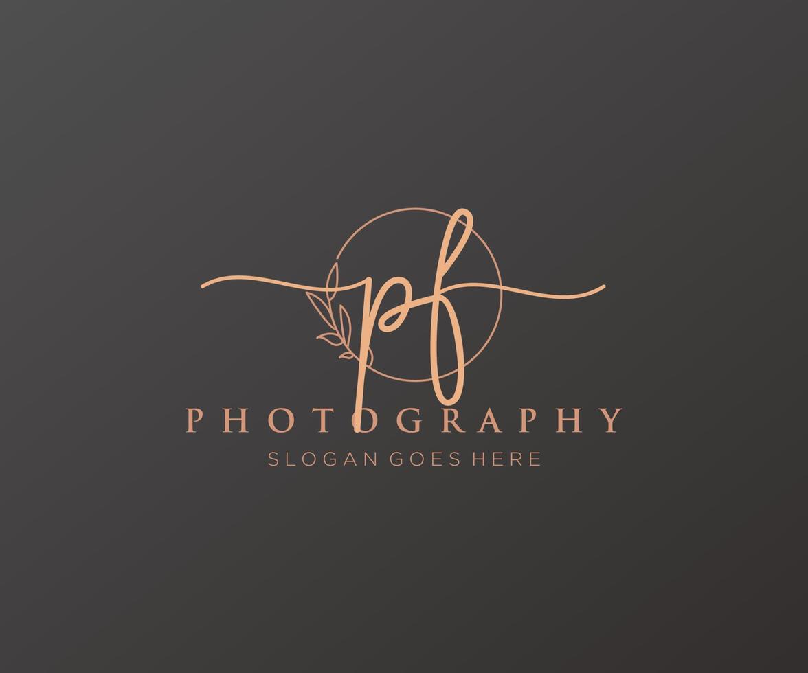 Initial PF feminine logo. Usable for Nature, Salon, Spa, Cosmetic and Beauty Logos. Flat Vector Logo Design Template Element.