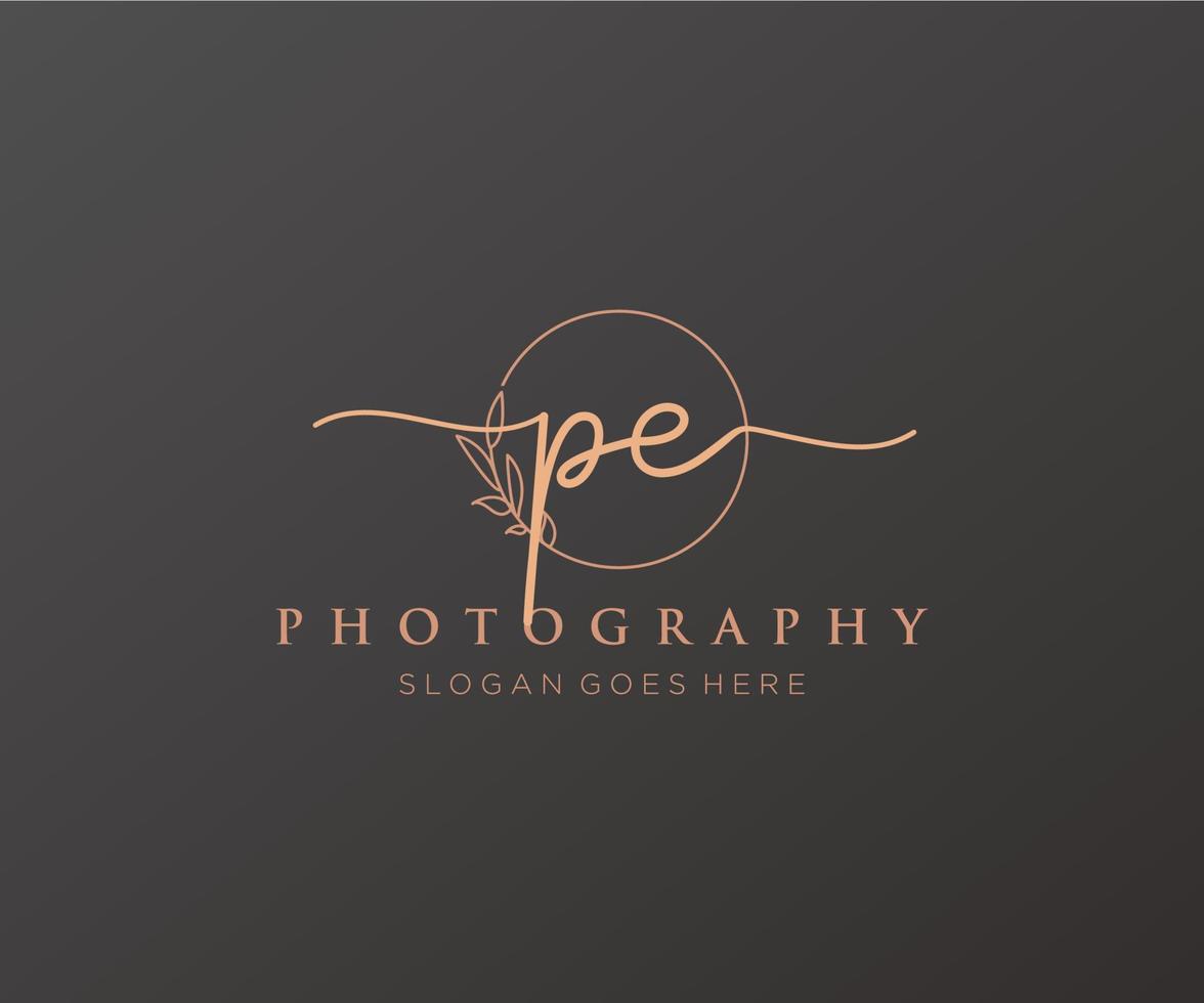 Initial PE feminine logo. Usable for Nature, Salon, Spa, Cosmetic and Beauty Logos. Flat Vector Logo Design Template Element.