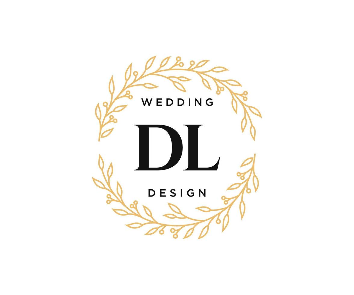 DL Initials letter Wedding monogram logos collection, hand drawn modern minimalistic and floral templates for Invitation cards, Save the Date, elegant identity for restaurant, boutique, cafe in vector