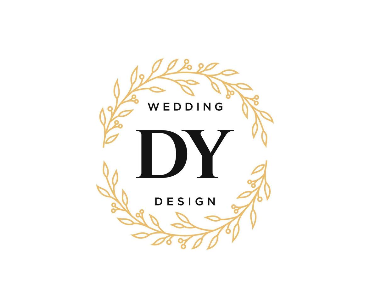 DY Initials letter Wedding monogram logos collection, hand drawn modern minimalistic and floral templates for Invitation cards, Save the Date, elegant identity for restaurant, boutique, cafe in vector