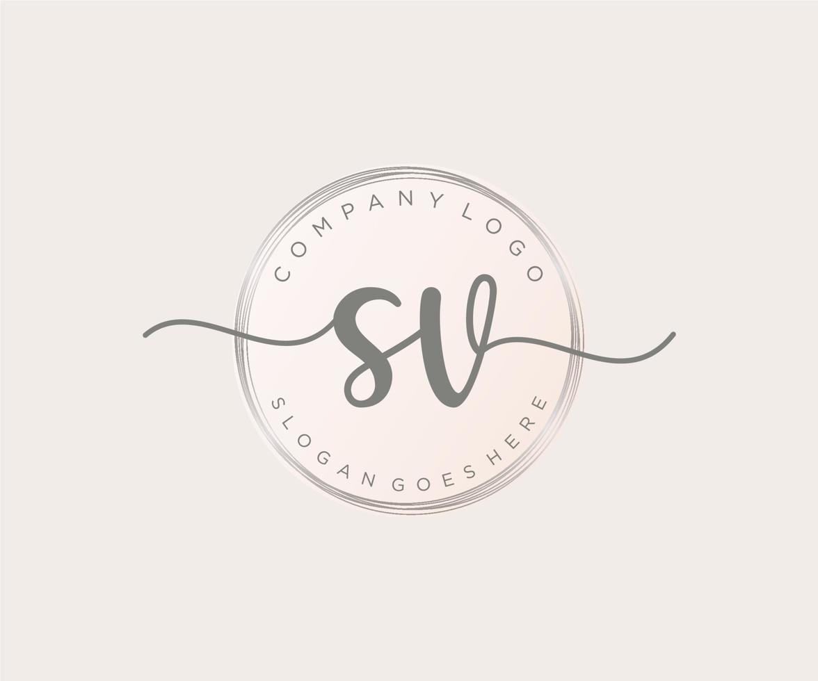 Initial SV feminine logo. Usable for Nature, Salon, Spa, Cosmetic and Beauty Logos. Flat Vector Logo Design Template Element.
