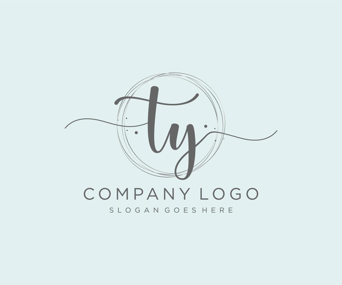 Initial TY feminine logo. Usable for Nature, Salon, Spa, Cosmetic and Beauty Logos. Flat Vector Logo Design Template Element.