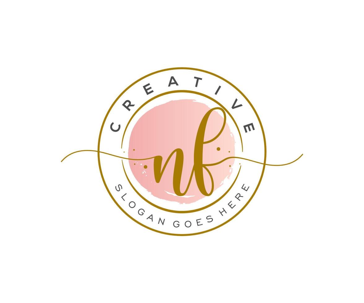 initial NF Feminine logo beauty monogram and elegant logo design, handwriting logo of initial signature, wedding, fashion, floral and botanical with creative template. vector
