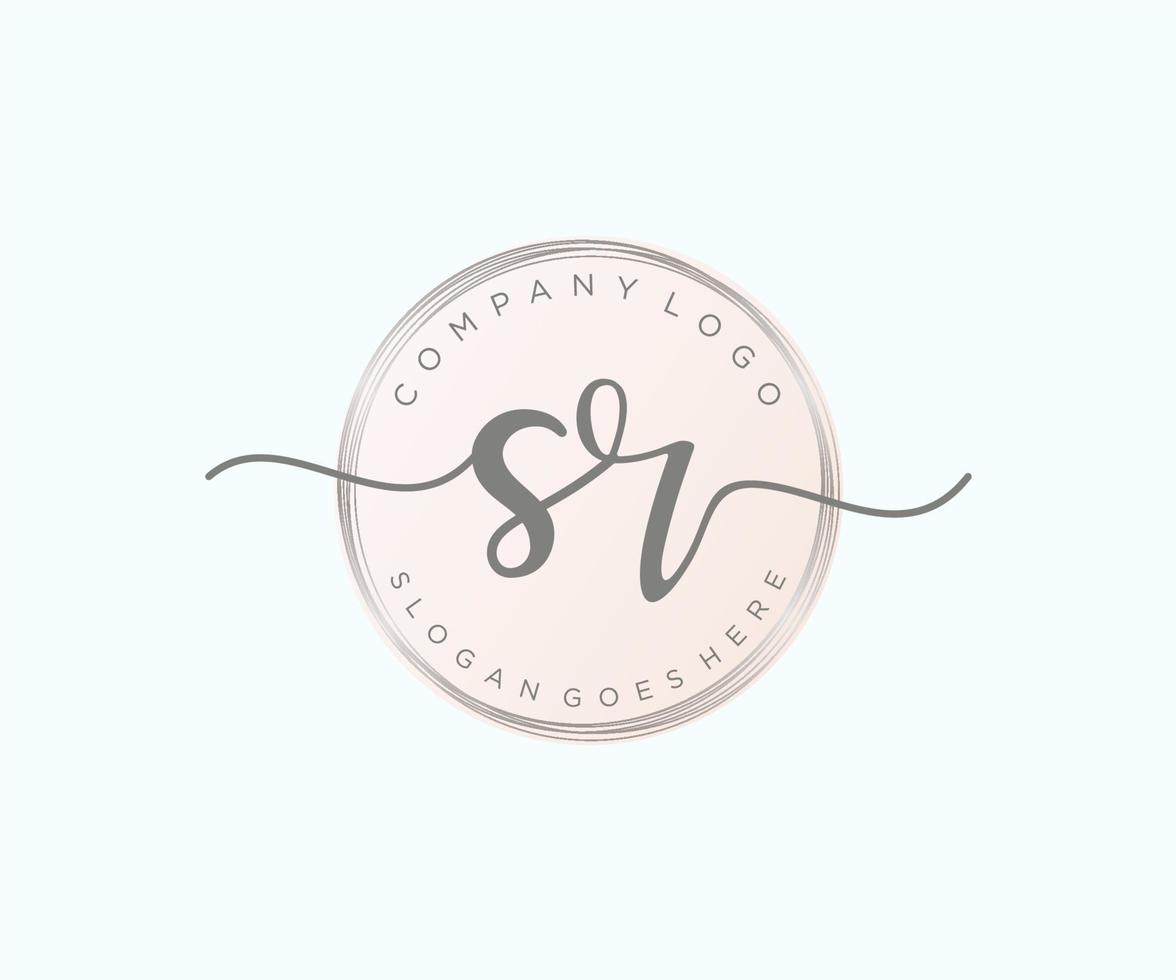 Initial SR feminine logo. Usable for Nature, Salon, Spa, Cosmetic and Beauty Logos. Flat Vector Logo Design Template Element.