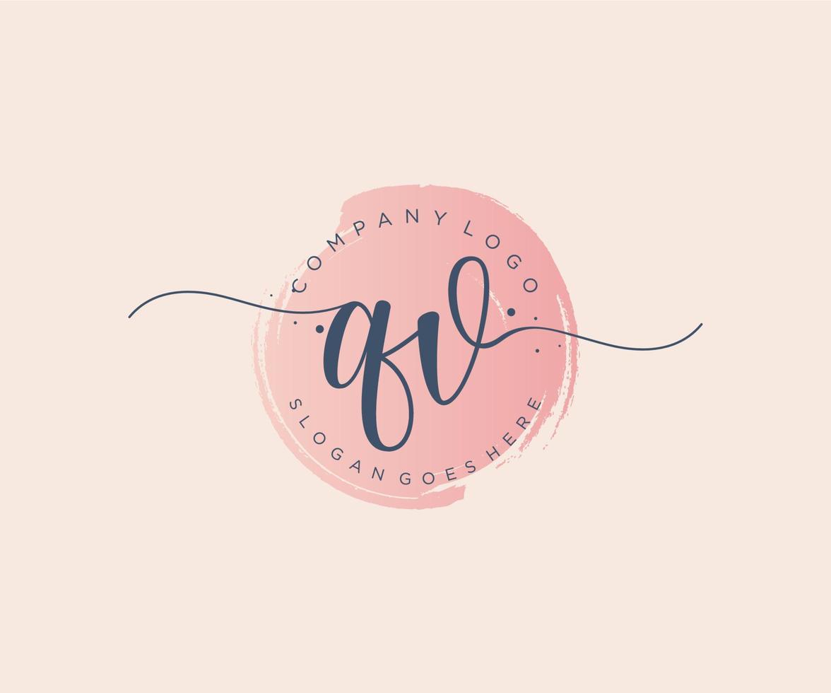 Initial QV feminine logo. Usable for Nature, Salon, Spa, Cosmetic and Beauty Logos. Flat Vector Logo Design Template Element.