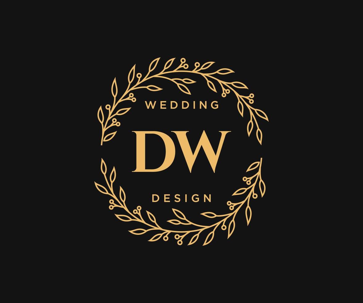 DW Initials letter Wedding monogram logos collection, hand drawn modern minimalistic and floral templates for Invitation cards, Save the Date, elegant identity for restaurant, boutique, cafe in vector