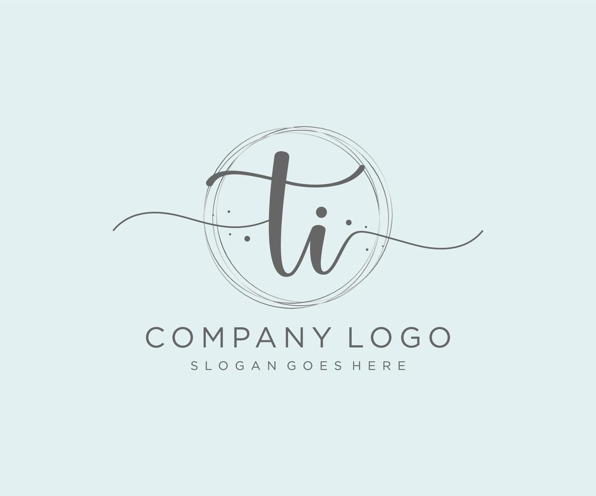 Initial TI feminine logo. Usable for Nature, Salon, Spa, Cosmetic and Beauty Logos. Flat Vector Logo Design Template Element.