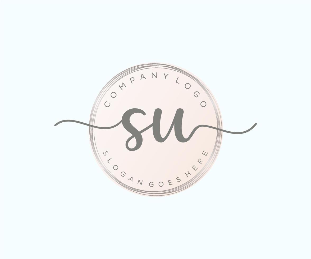 Initial SU feminine logo. Usable for Nature, Salon, Spa, Cosmetic and Beauty Logos. Flat Vector Logo Design Template Element.