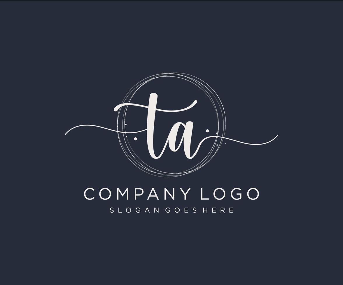 Initial TA feminine logo. Usable for Nature, Salon, Spa, Cosmetic and Beauty Logos. Flat Vector Logo Design Template Element.