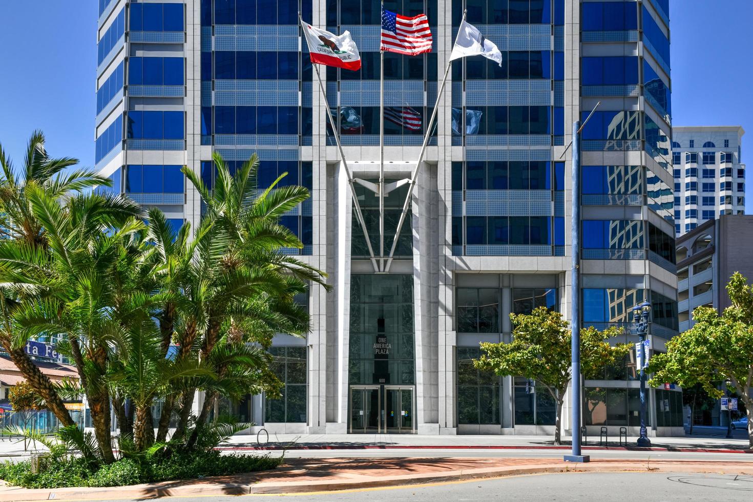 San Diego, CA - July 19, 2020 -  One America Plaza is the tallest building in San Diego, California and a prominent fixture in the waterfront district of the downtown San Diego skyline. photo