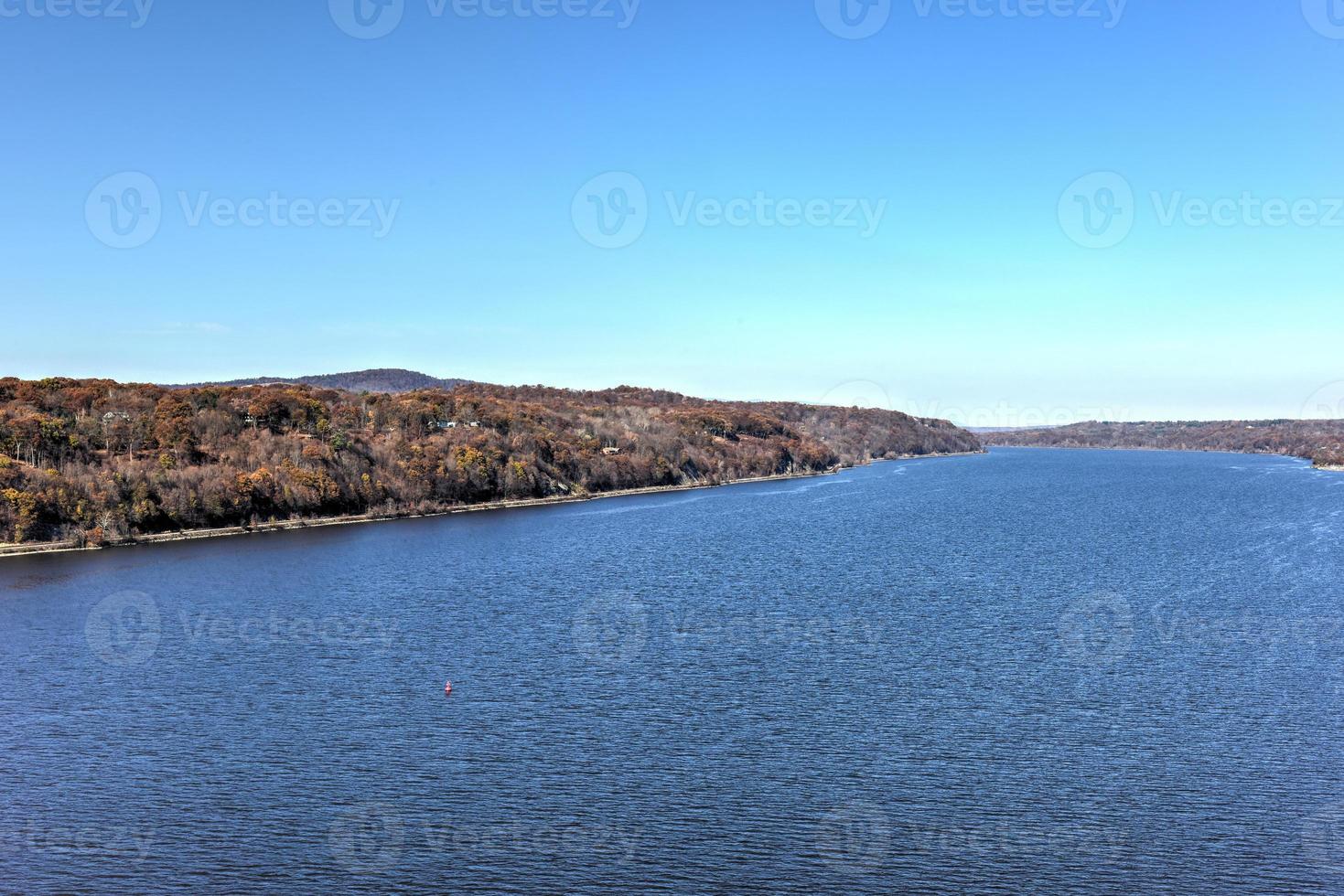 View from the Mid-Hudson Bridge crossing the Hudson River in Poughkeepsie, New York photo