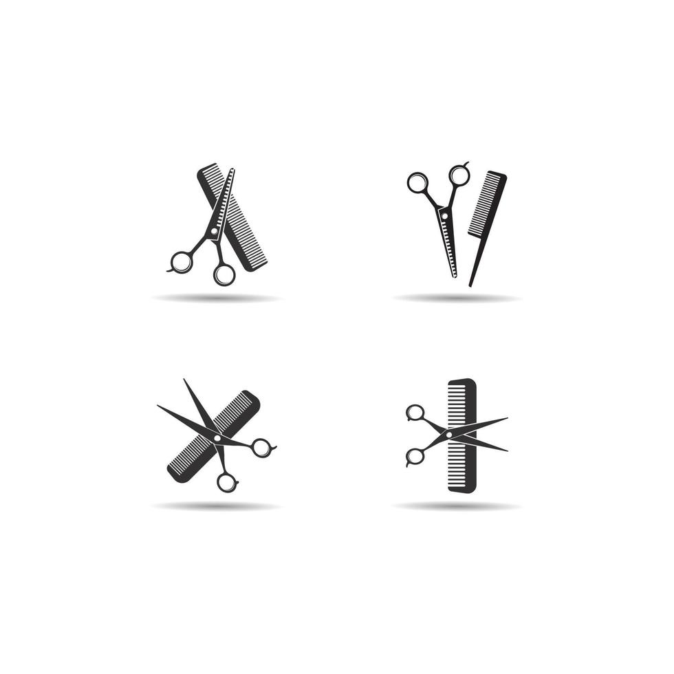 Scissors and comb logo vector icon illustration