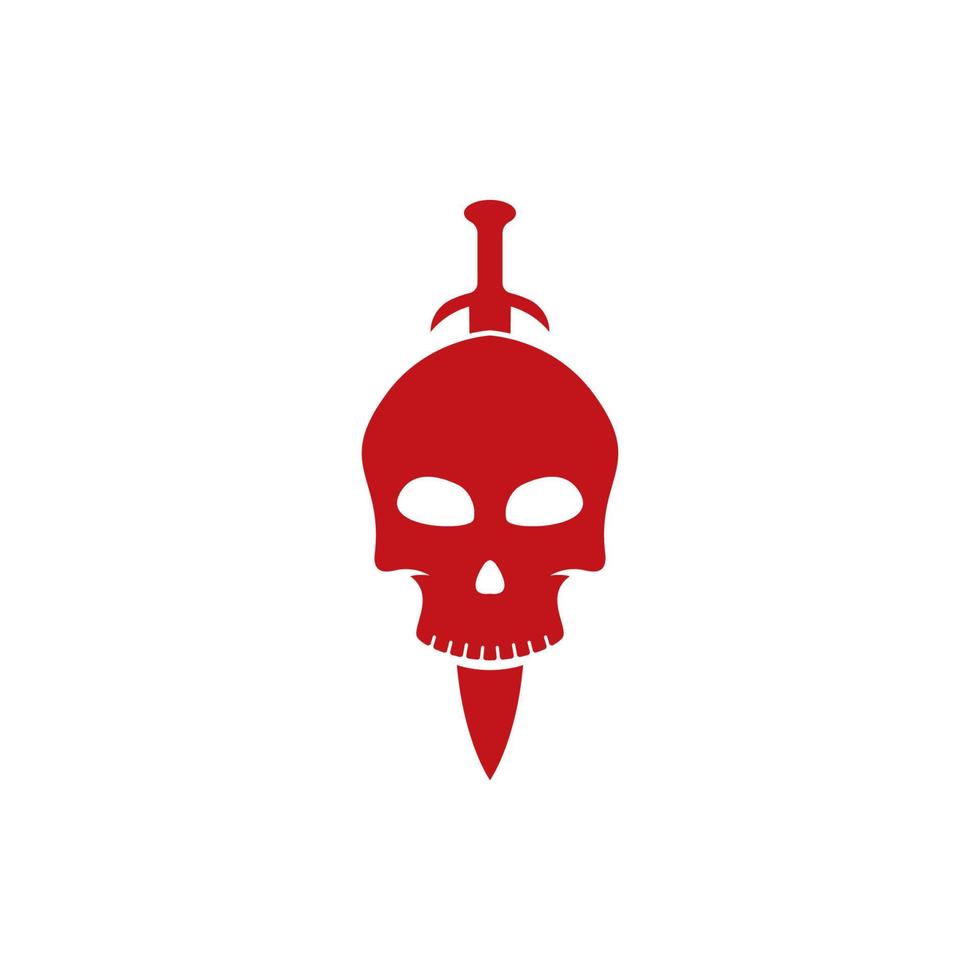 skull logo with swords vector icon template illustration