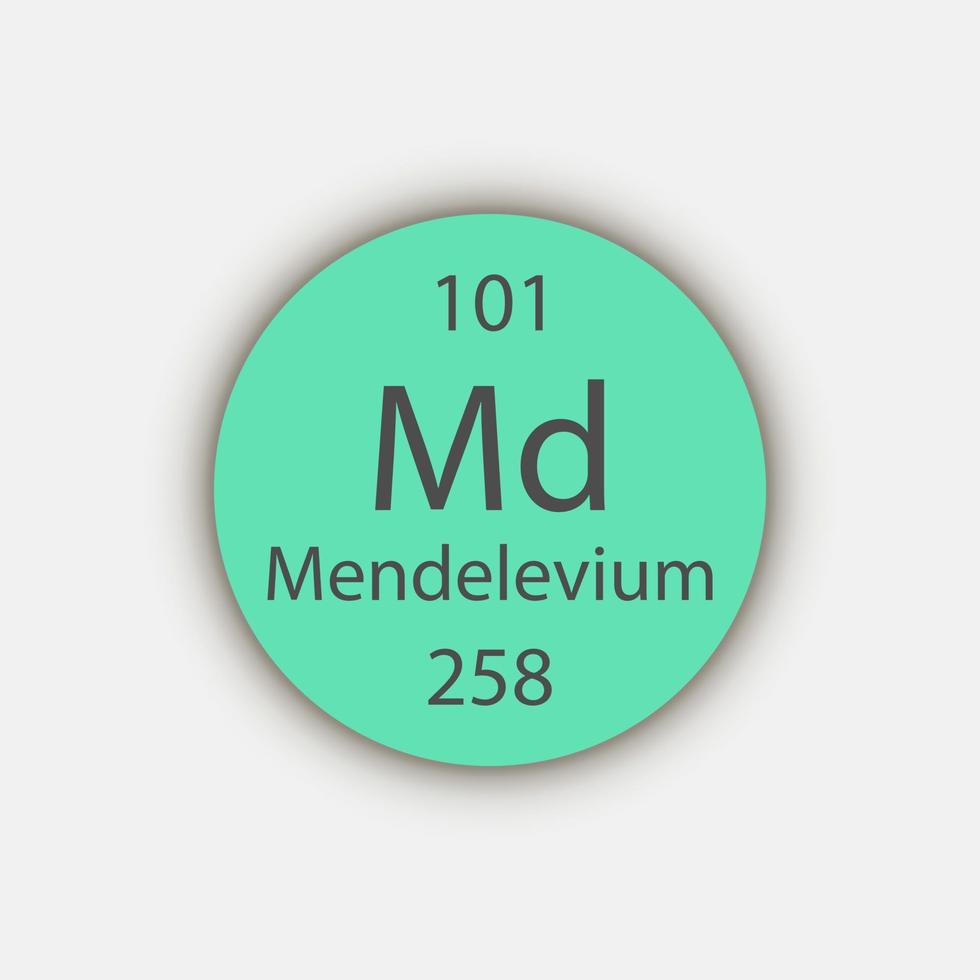 Mendelevium symbol. Chemical element of the periodic table. Vector illustration.