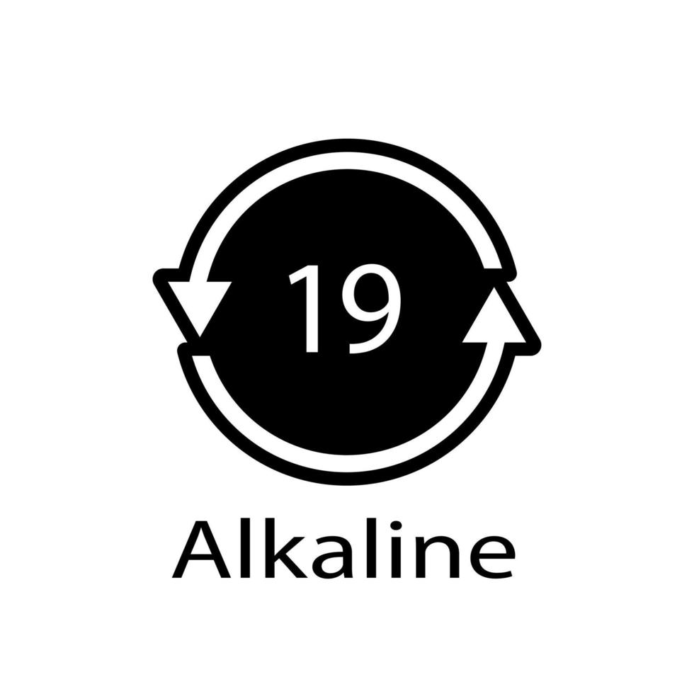 Battery recycling code Alkaline 19 . Vector illustration