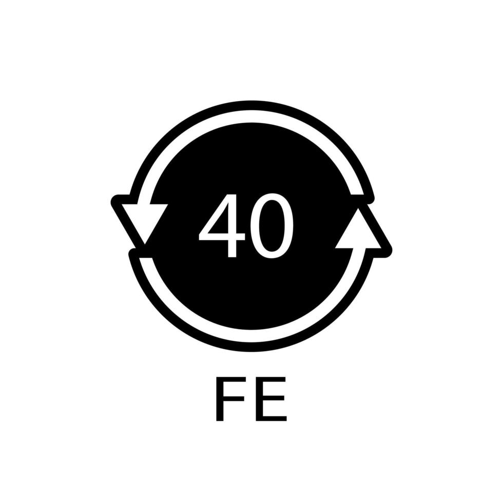 símbolo de reciclaje de plástico fe 40, envoltura de plástico. ilustración vectorial vector