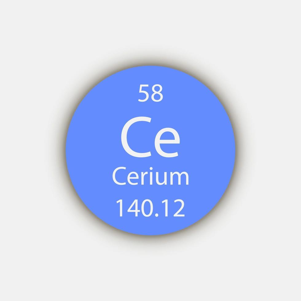 Cerium symbol. Chemical element of the periodic table. Vector illustration.