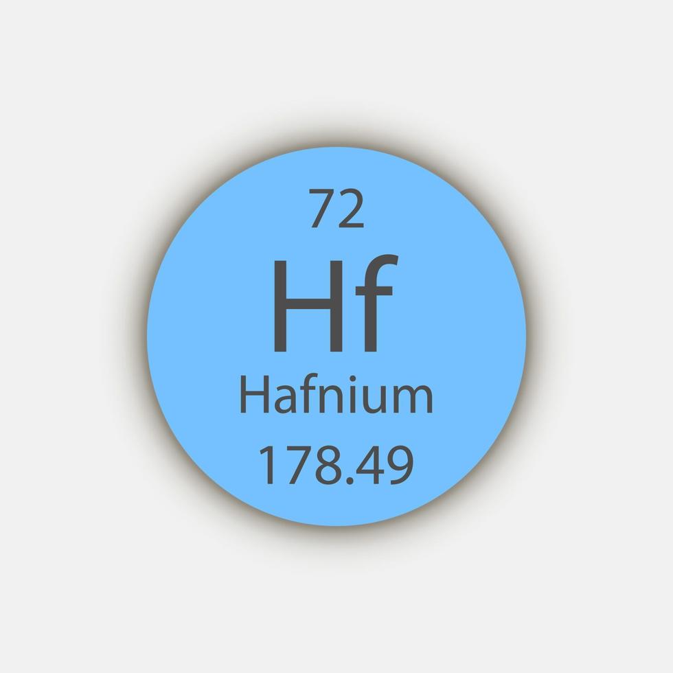 Hafnium symbol. Chemical element of the periodic table. Vector illustration.