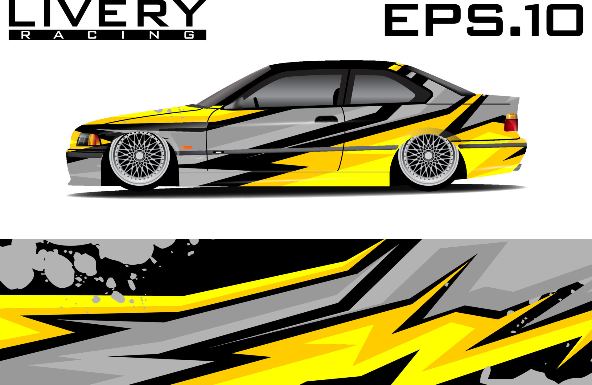 Car sticker wrap design vector. Graphic abstract line racing background