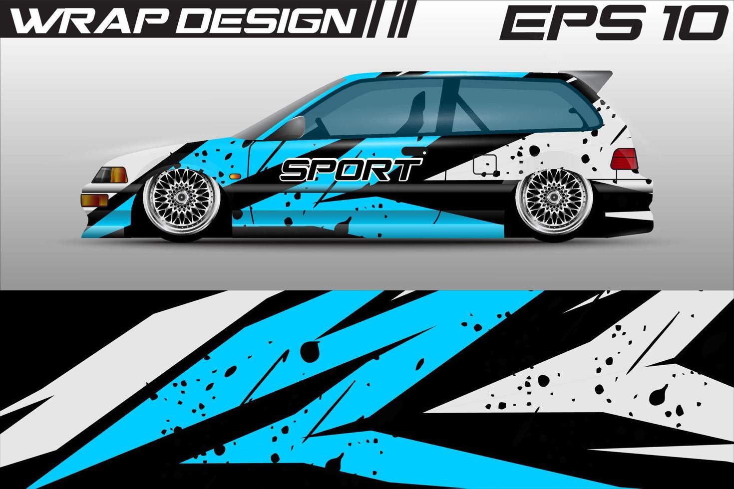 vector de diseño de envoltura de autos de carrera. diseño de kit de fondo de carreras con motivo gráfico grunge abstracto para vehículos premium, autos de carrera, rally, aventura y envoltura de librea vectorial