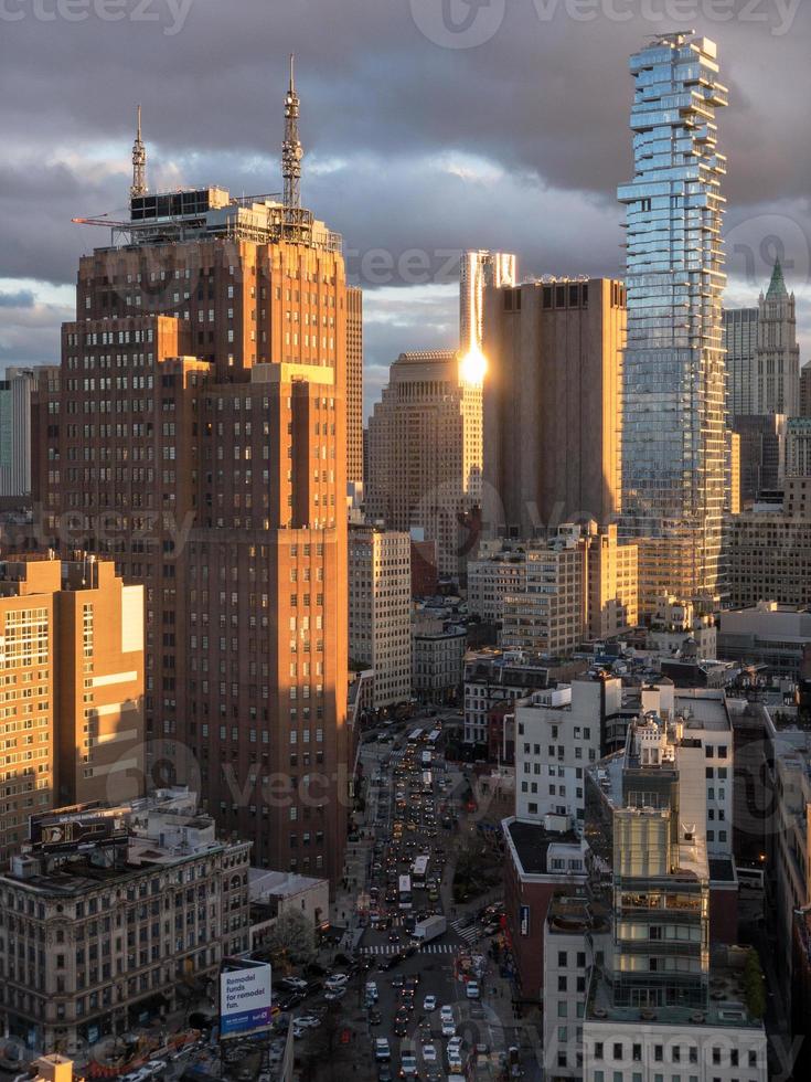 Aerial view of downtown Manhattan in Manhattan, New York City. photo