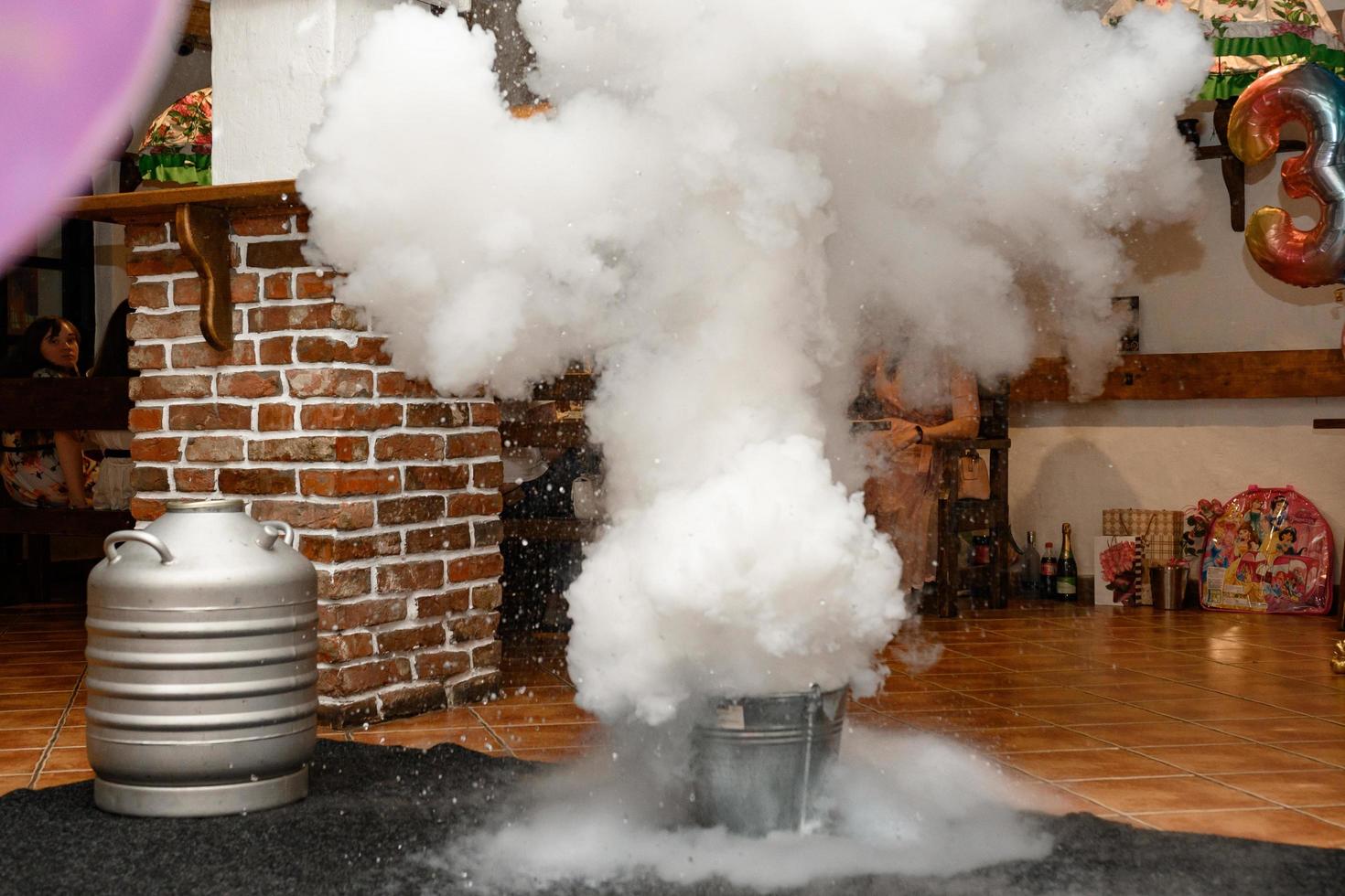 animation show for children, dry ice and nitrogen, smoke show for children. photo