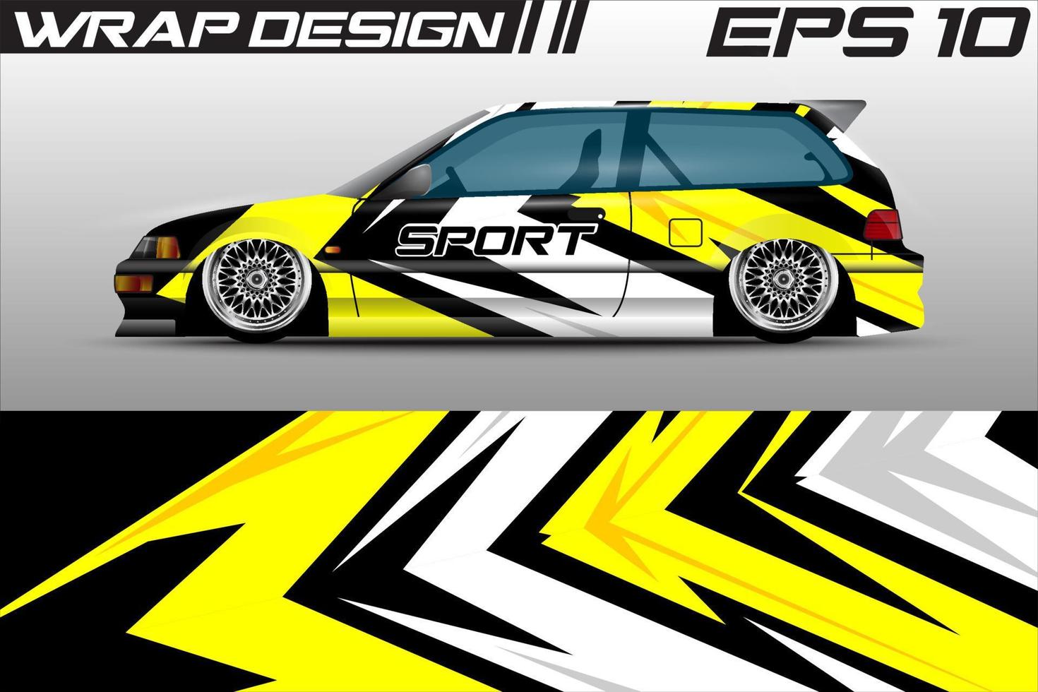 vector de diseño de envoltura de autos de carrera. diseño de kit de fondo de carreras con motivo gráfico grunge abstracto para vehículos premium, autos de carrera, rally, aventura y envoltura de librea vectorial