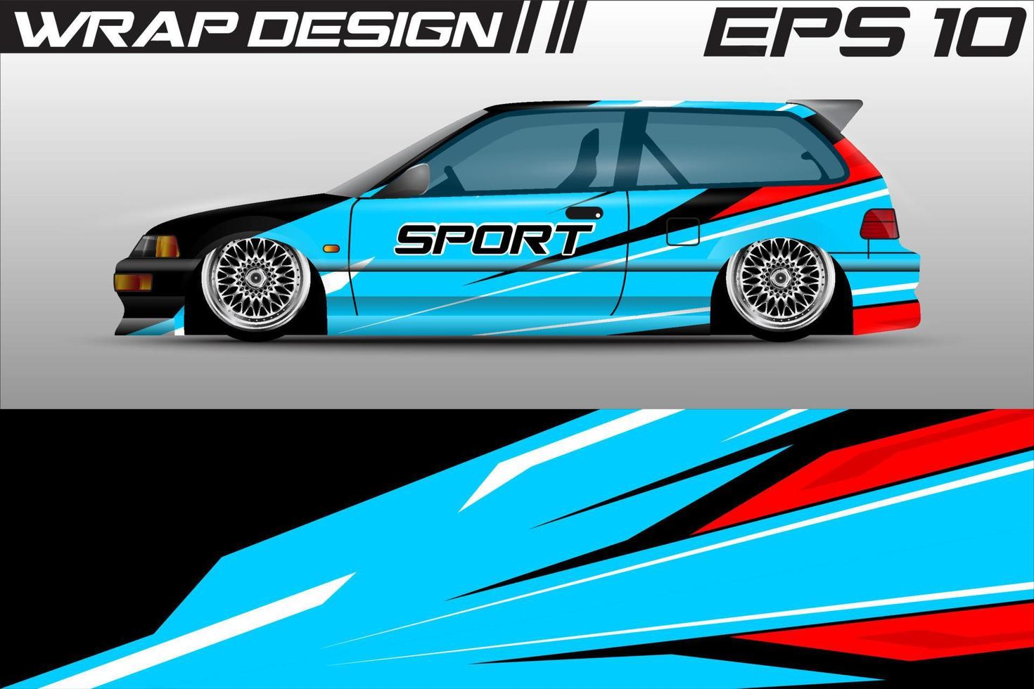 vector de diseño de envoltura de autos de carrera. diseño de kit de fondo de carreras con motivo gráfico grunge abstracto para vehículos premium, autos de carrera, rally, aventura y envoltura de librea vectorial