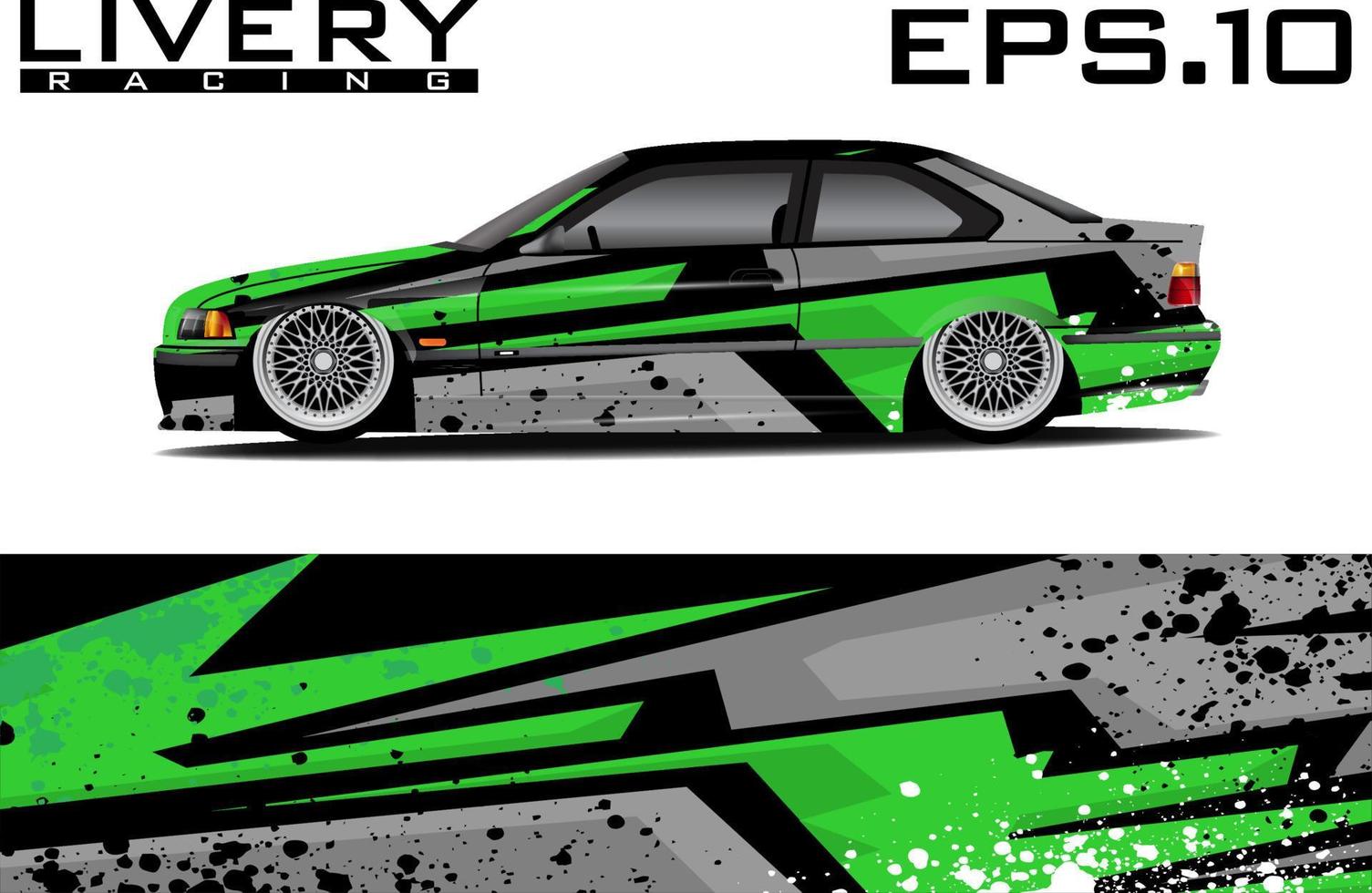 diseño vectorial de envoltura de autos de carreras de rally, furgoneta, recogida de adhesivos de vinilo para vehículos y librea de adhesivos para automóviles vector