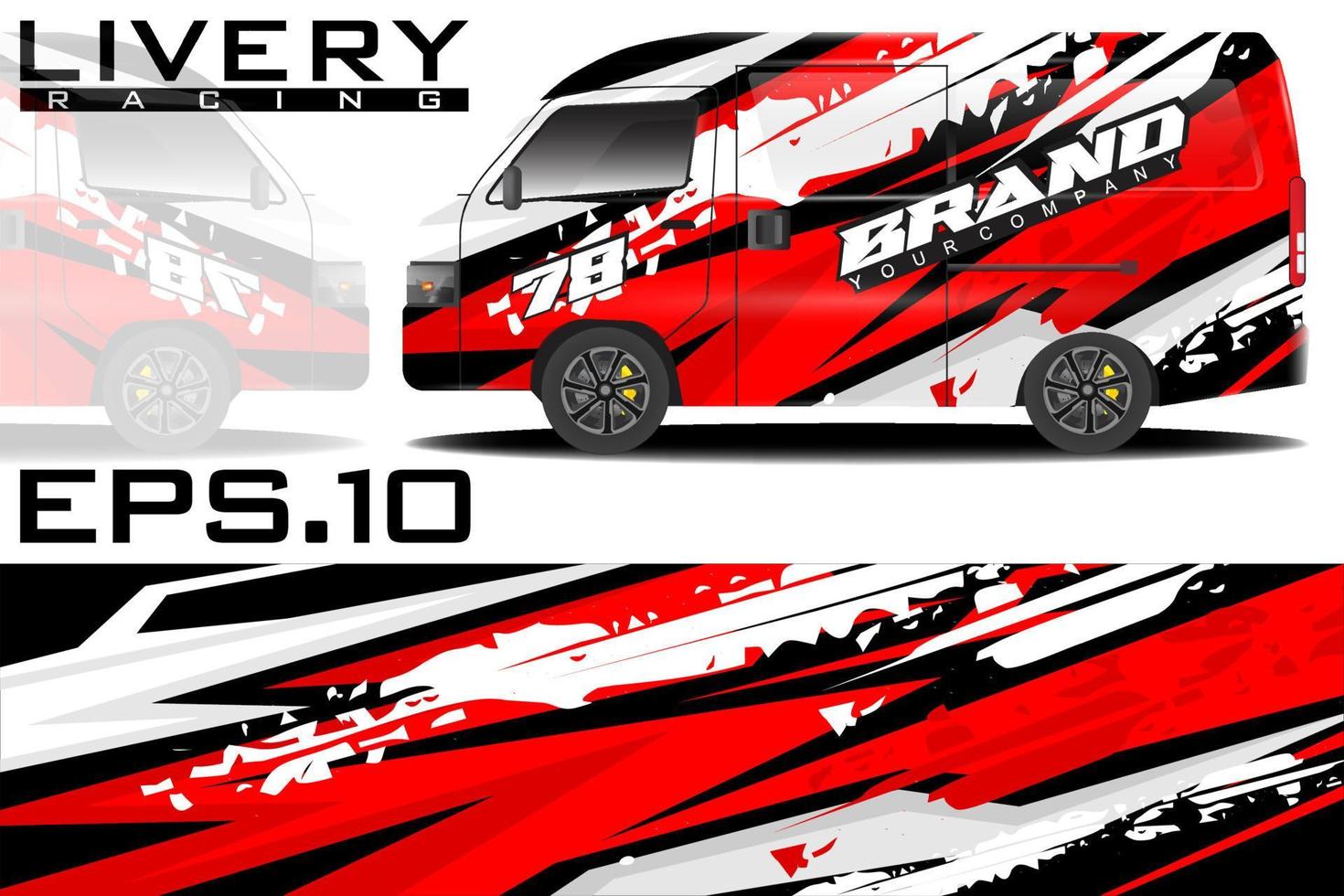 diseño de pegatinas para coches de carreras de rally, furgonetas vectoriales personalizadas y más vector