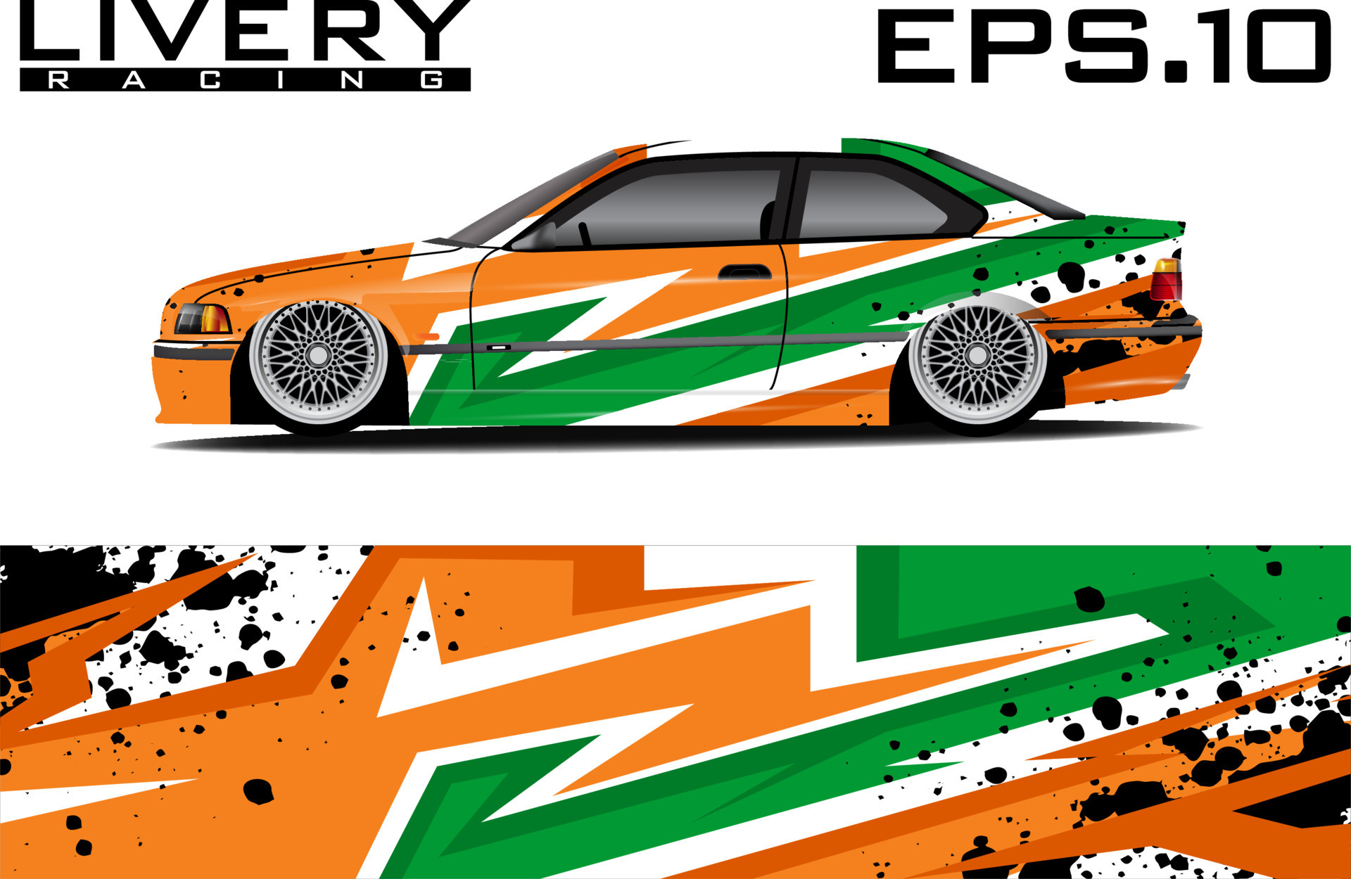 Car sticker wrap design vector. Graphic abstract line racing background