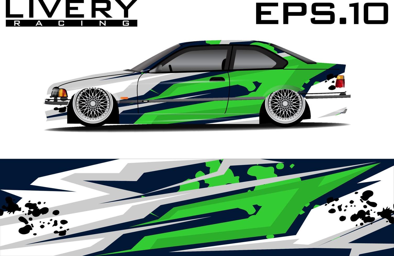 diseño vectorial de envoltura de autos de carreras de rally, furgoneta, recogida de adhesivos de vinilo para vehículos y librea de adhesivos para automóviles vector