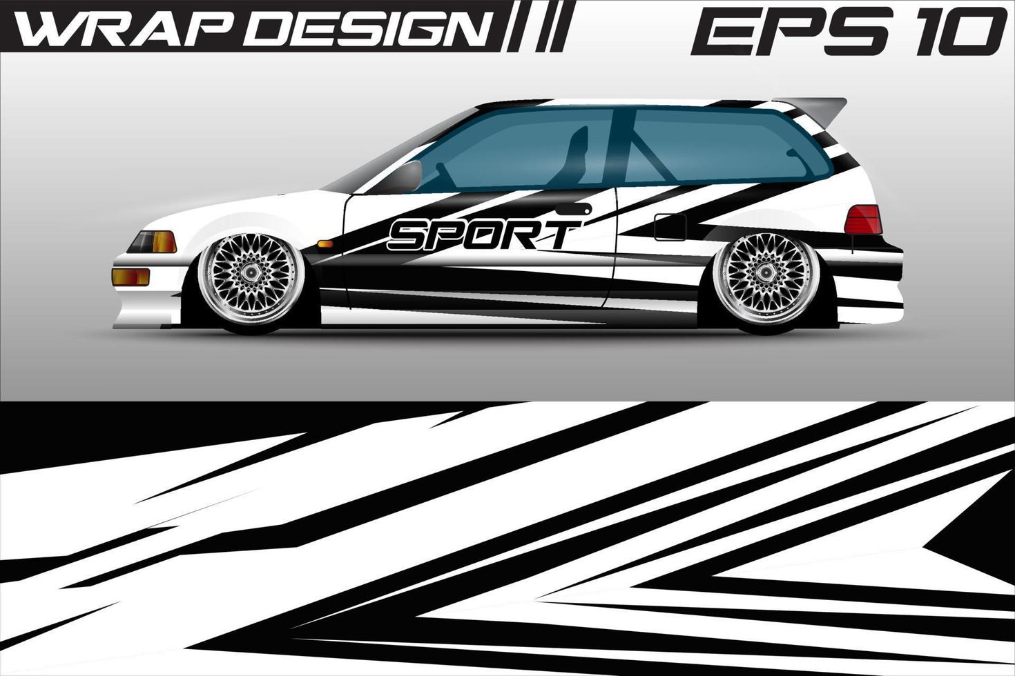 vector de diseño de envoltura de autos de carrera. diseño de kit de fondo de carreras con motivo gráfico grunge abstracto para vehículos premium, autos de carrera, rally, aventura y envoltura de librea vectorial