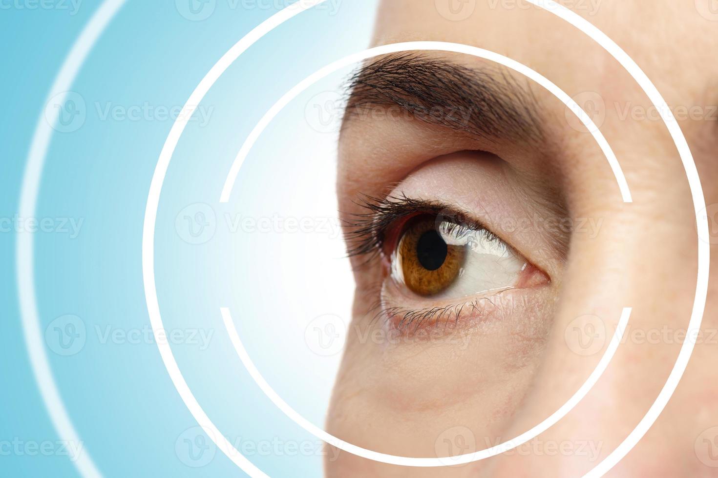 Concepts of laser eye surgery or visual acuity check-up photo