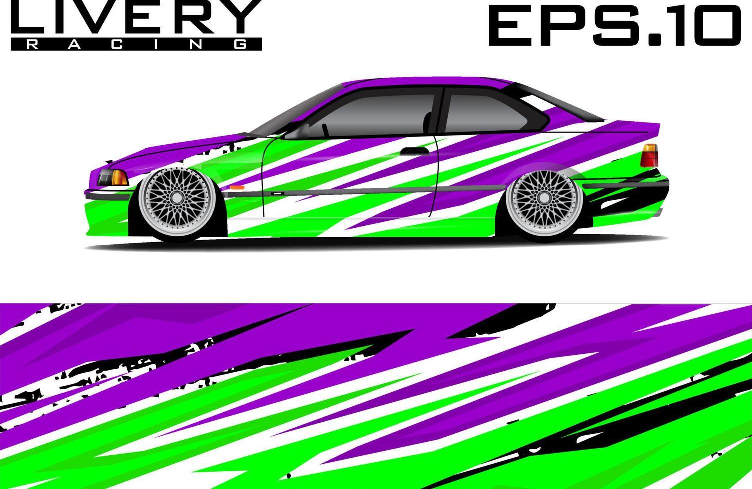 diseño vectorial de envoltura de autos de carreras de rally, furgoneta, recogida de adhesivos de vinilo para vehículos y librea de adhesivos para automóviles vector