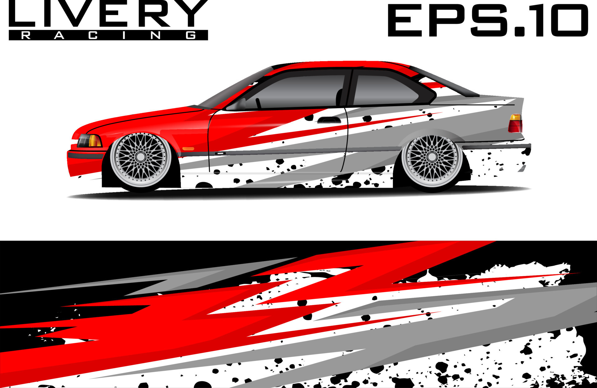 Car sticker wrap design vector. Graphic abstract line racing background