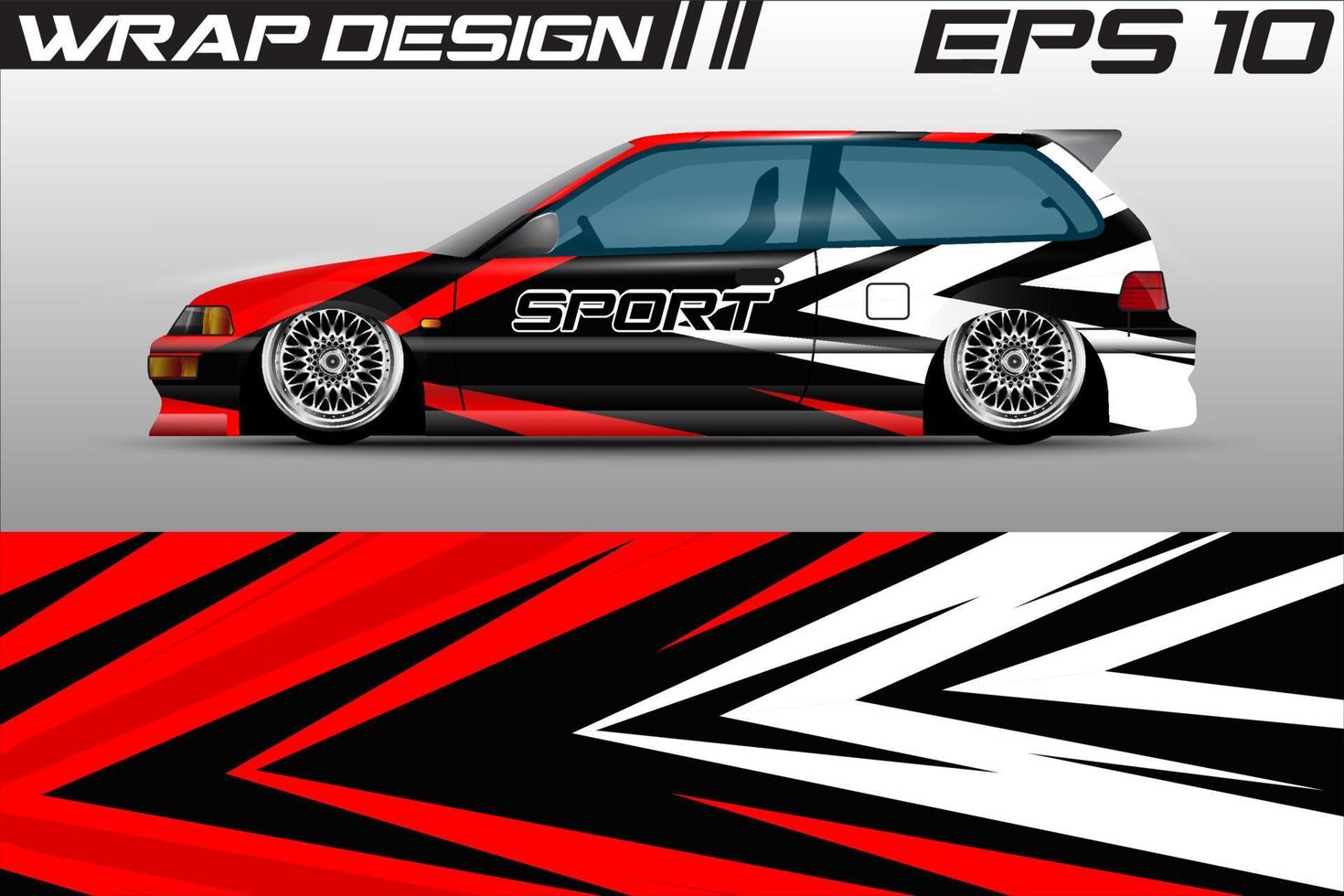 vector de diseño de envoltura de autos de carrera. diseño de kit de fondo de carreras con motivo gráfico grunge abstracto para vehículos premium, autos de carrera, rally, aventura y envoltura de librea vectorial