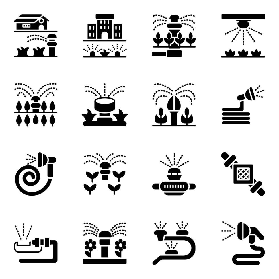 Pack of Irrigation System Icons vector