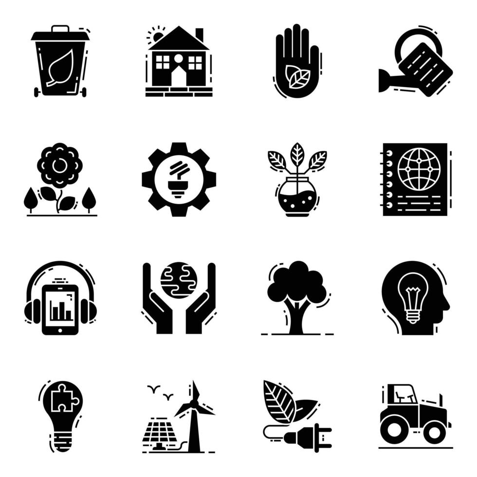 Pack of Environment And Ecology Icons vector