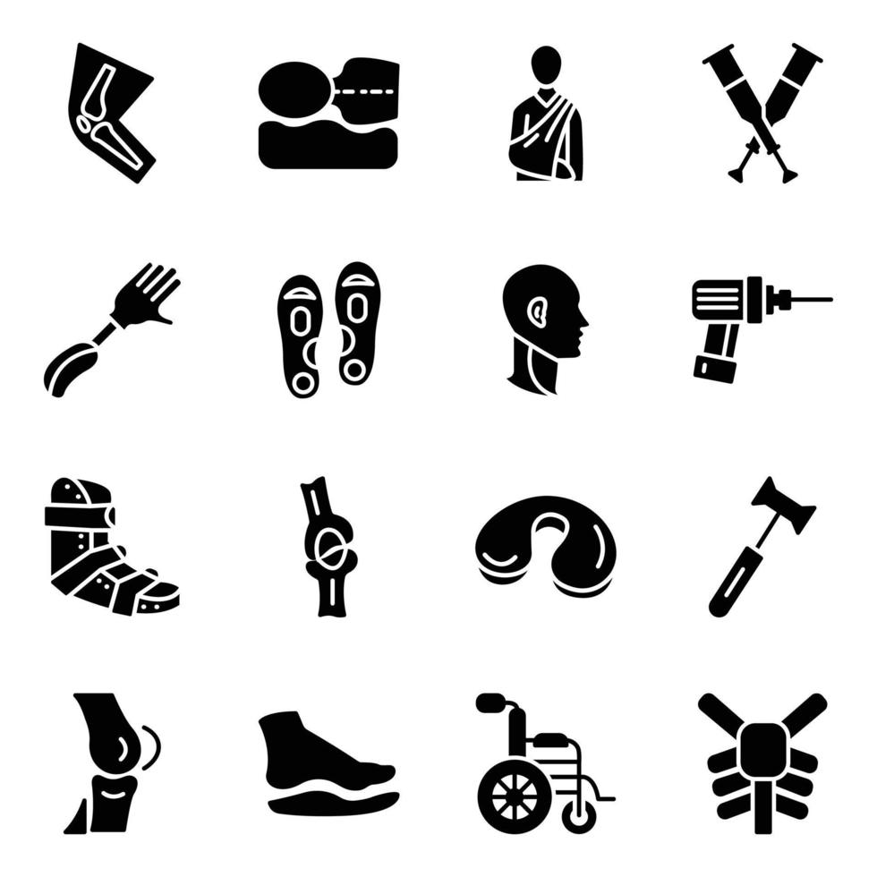 Pack of Orthopedic Solid Icons vector