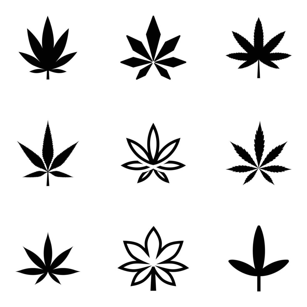 Pack of Weed Plant Glyph Icons vector