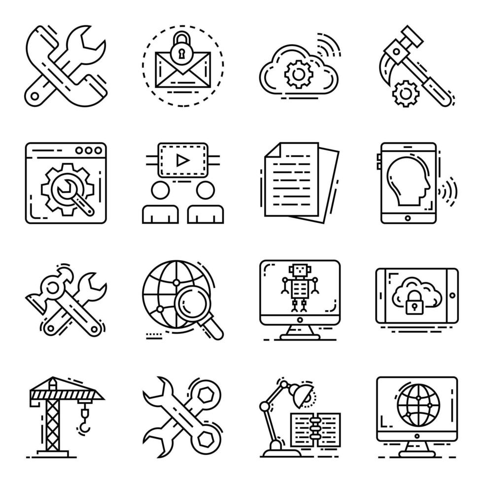 Pack of Technical Support and Repairing Linear Icons vector