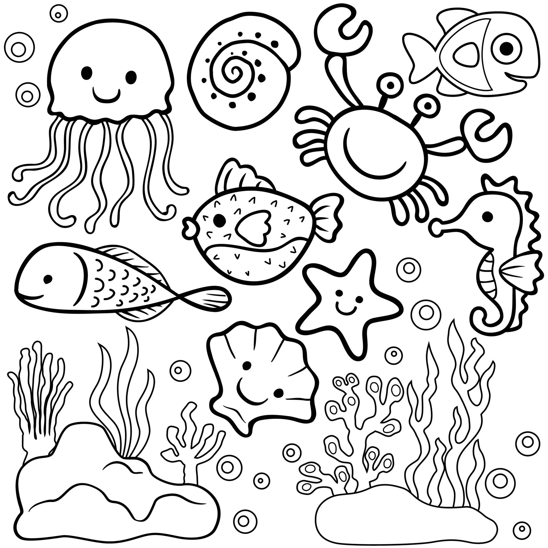 cartoon sea animals coloring pages