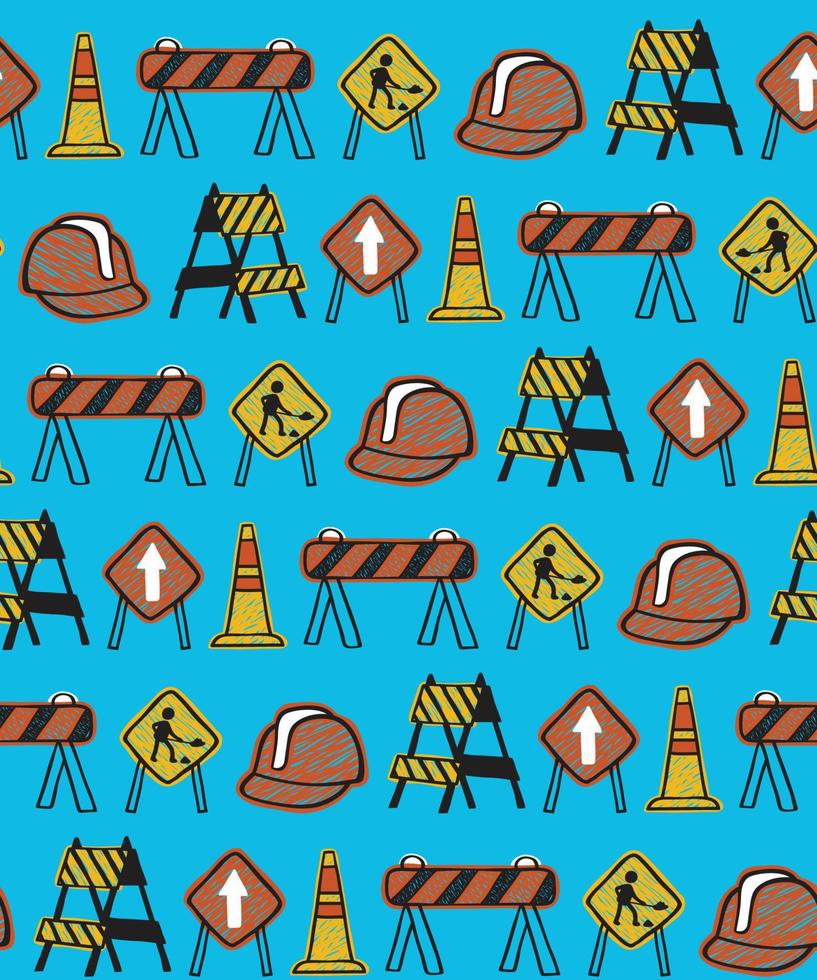 Seamless pattern vector of hand drawn construction elements illustration